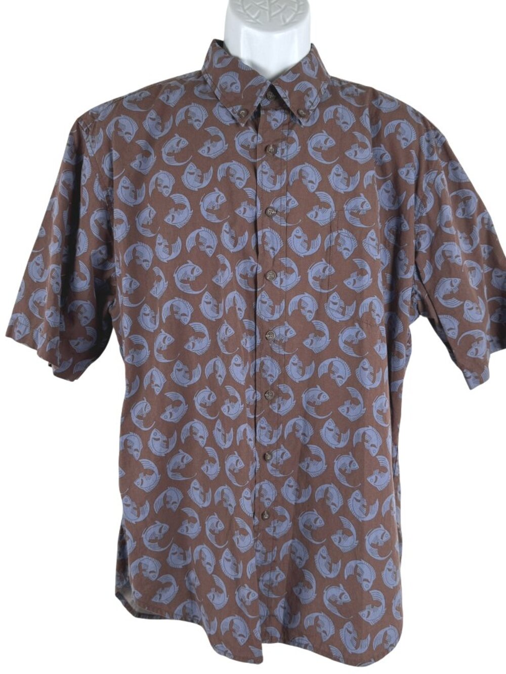 Reyn Spooner Hawaiian Camp Shirt XL Fish Print Short Sleeve Cotton TP-3909
